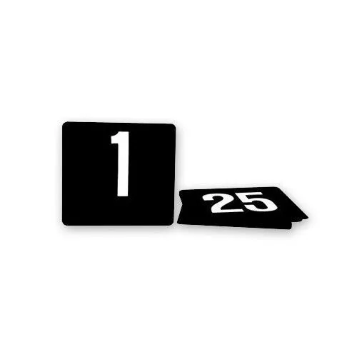 Table Number Set Ranged 1 - 100 White on Black Plastic 105 x 95mm Cafe Display