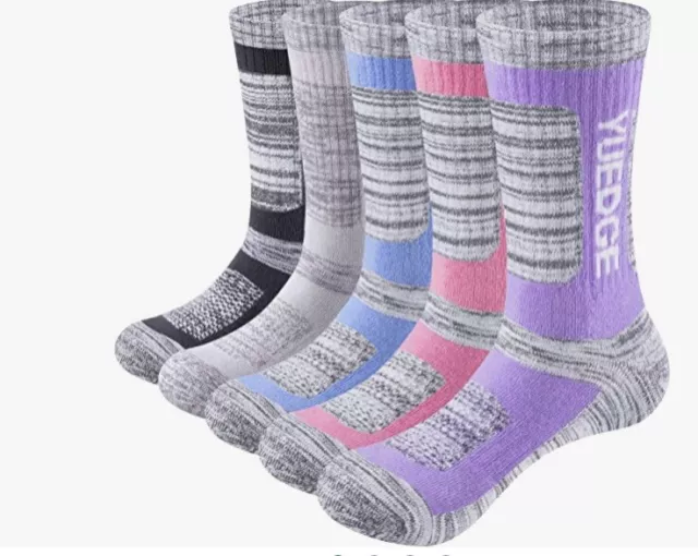YUEDGE Women’s 3 Pairs Wiking Breathable Chushion Anti Blister Casual Crew Socks