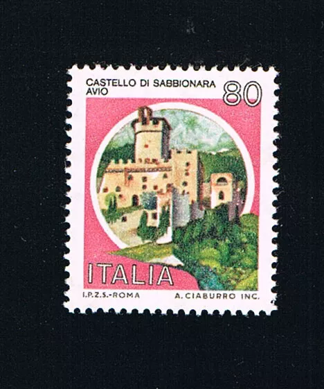 Italia 1 Francobollo Castelli D'italia 80 Lire Sabbionara Avio 1981 (Bi4204)