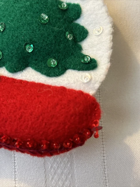 Bucilla Christmas Holiday Hill Santa Snowman Skiing Felt Stocking  #84066 Done 2