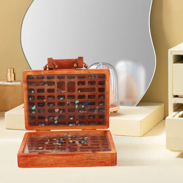 Stockage De Cristal Guérison Vitrine Minérale Boîte Rangement Valise Vintage