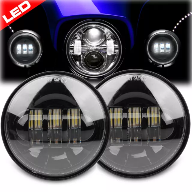 Pair 4.5" inch LED Fog Light Driving Lights Passing Lamp for Harley Yamaha