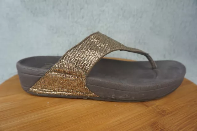Fitflop Womens Size 9 Lottie Sandals Shimmer Crystal Thong Flip Flop Bronze