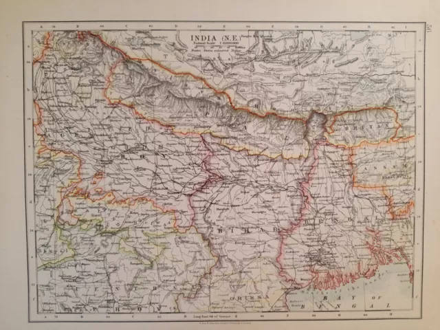 1913 Map - India North East Bihar Calcutta Bengal