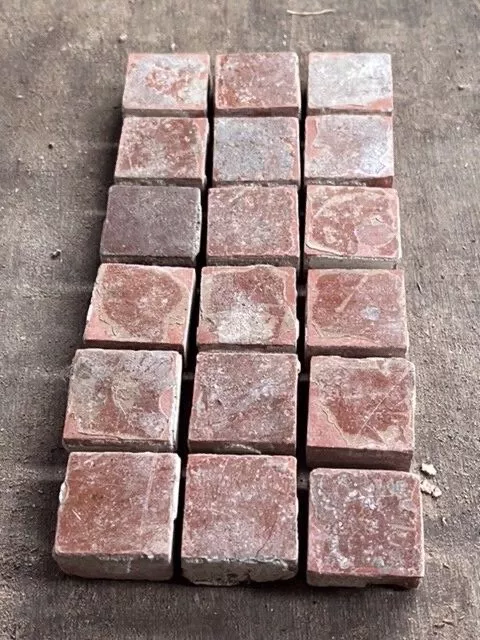 Antique Victorian Maw & Co Red 1 inch square Encaustic Floor Tiles Reclaimed 2