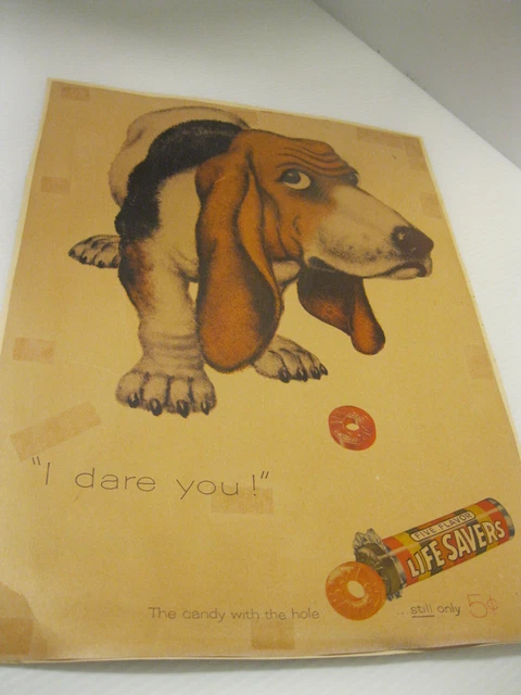 1957 Candy Life Savers Dog Basset Hound Vintage Print Ad Pet Five Flavors