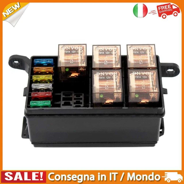 IT Universal 12V Car Marine 6-Way Relay+ 6-Slot ATO/ATC Blade Fuse Holder Box