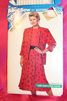 6523 Butterick See & Sew 1980s Vintage Misses Skirt Big Shoulder Pad Jacket