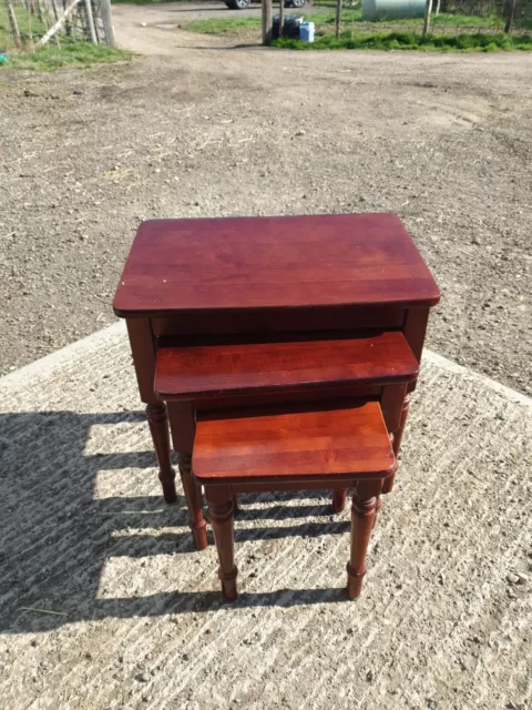 Nest of tables set of 3 mahogany tables