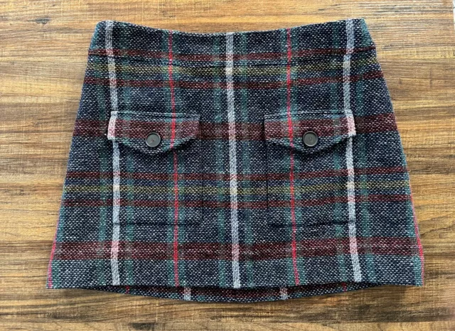 Veronica Beard Spring LUCY Mini Skirt BLUE burgundy PLAID Women’s Sz 10 pockets