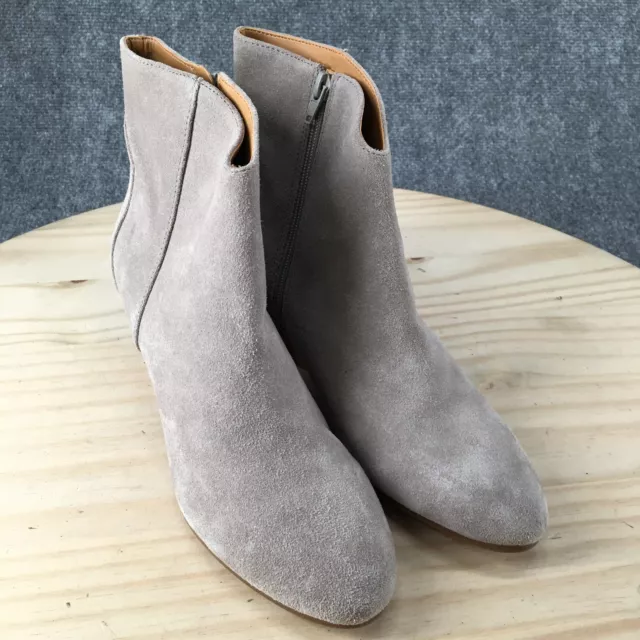 Nine West Boots Womens 8.5 M Tristan Casual Zip Ankle Bootie Gray Suede Heels 3