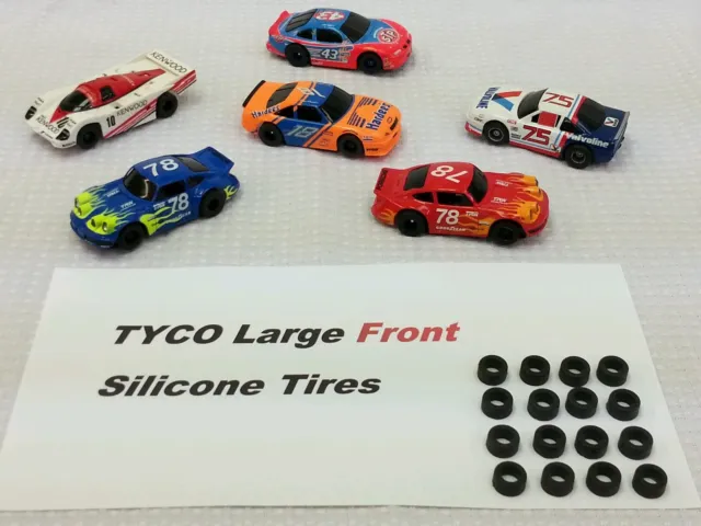 ☆16 Large Front Silicone Tires☆ For TYCO 440 Hp7 440-x2  HO Slot Car Parts