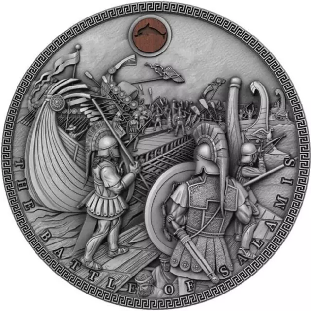 2019 Niue 2 oz Antique Silver Sea Battles - The Battle of Salamis