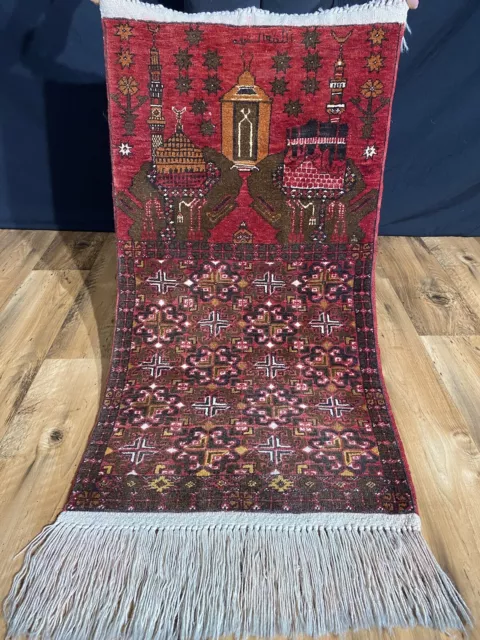 Schöner Handgeknüpfter Perser Orientteppich Bilder Afghan Signiert 105x55cm Kork