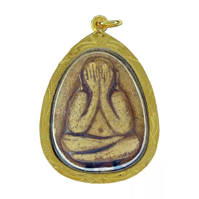 Phra Pidta Thai Amulette Or Micron Pendentif Talisman Puissant Bouddha Magique