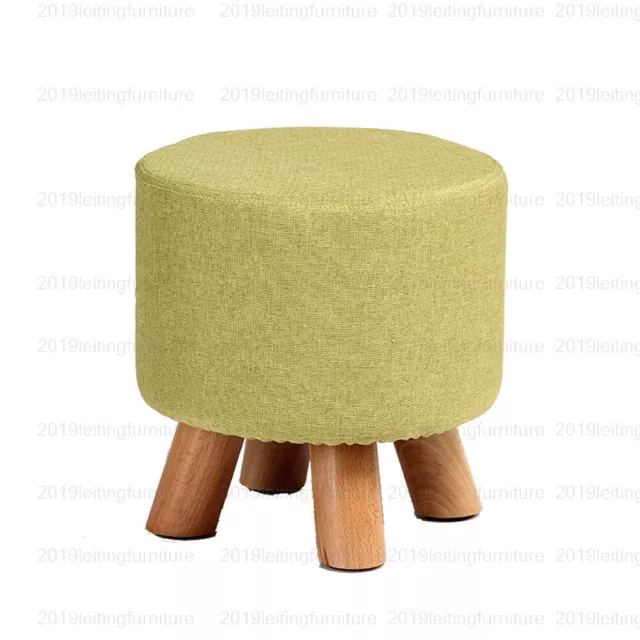 Round Wooden Footstool Footrest Pouffe Foot Stool Padded Ottoman Seat Bench