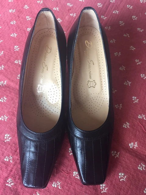 Escarpins Vintage EdmondK Des Années 80 - Cuir Noir, Talon Très Haut (40,5 EU) - Neufs Sans Boîte