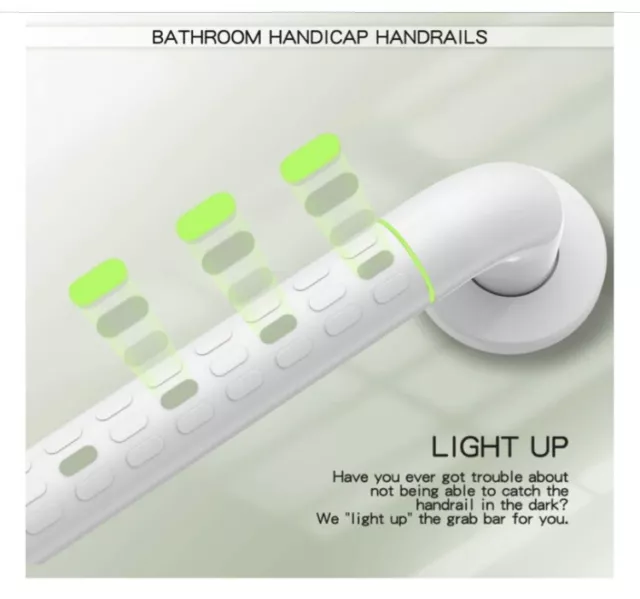 Glow up Bathroom Grip Shower Tub Grab Bar Safe Handle Handrail Rail Disable 48cm