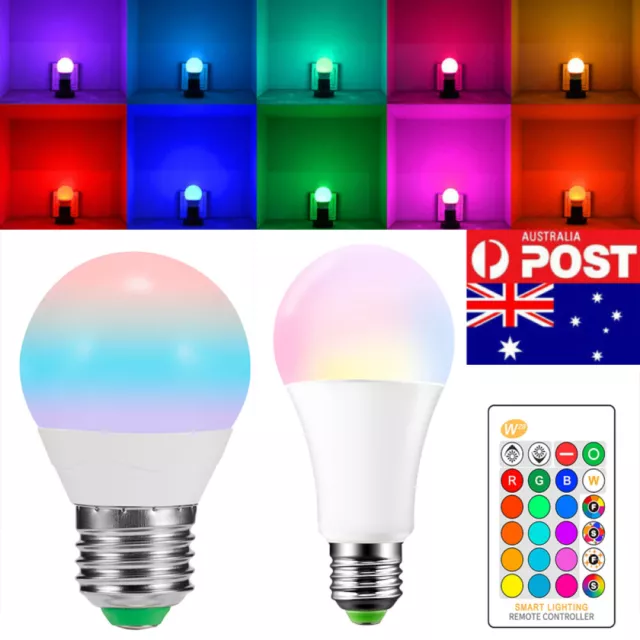 5/10/15W E27 RGB LED Light Bulb 16 Colours Changing Remote Control Screw Lamp AU