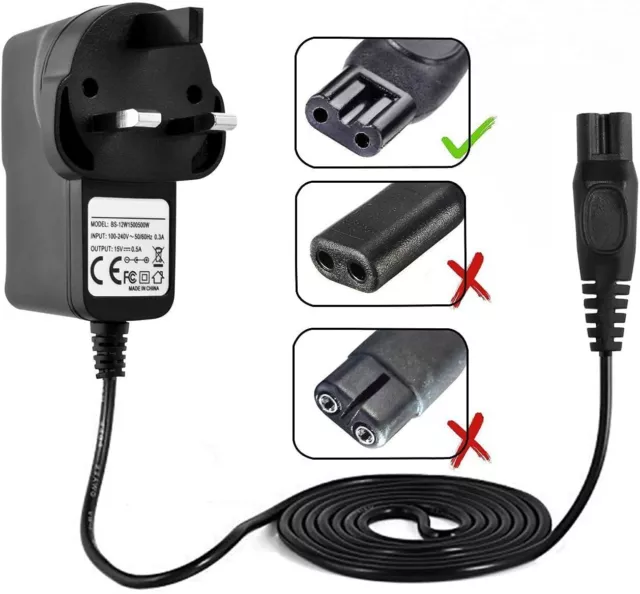 Razor Charger Charging Lead 15v Power Adapter For Phillips Shaver Series