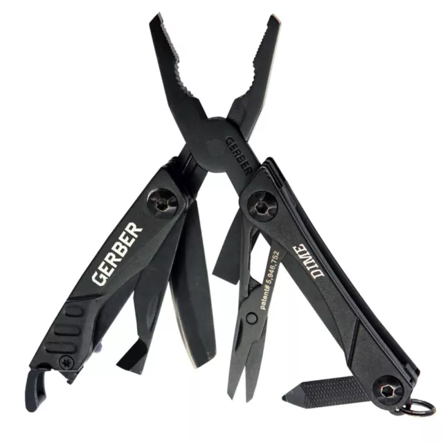 New Gerber Dime Black Stainless Steel Multi Tool Plier Scissors Knife 31003610