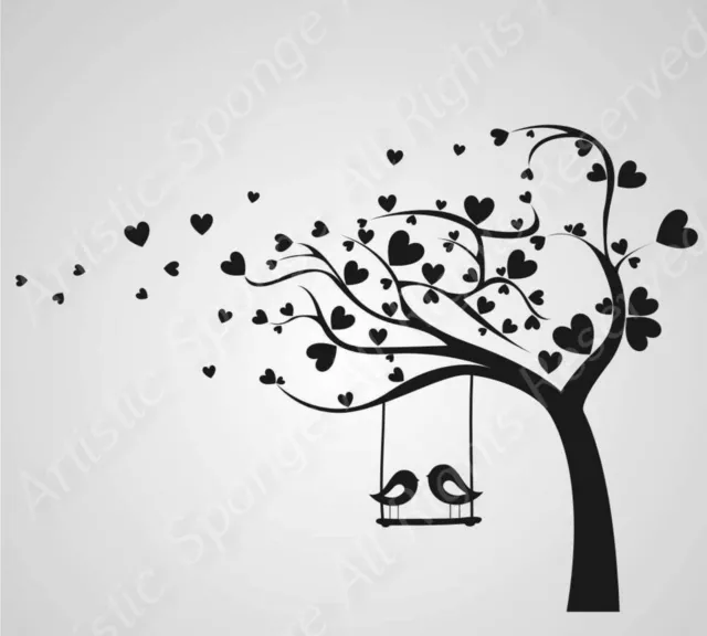 Love Tree Hearts & Birds BIG SIZES Reusable Stencil Wall Valentine's / Kids23