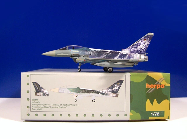 Herpa Wings 580663 &ndash; Eurofighter Luftwaffe 1:72 Edizione Limitata &ndash; Aereo Militare In Metall