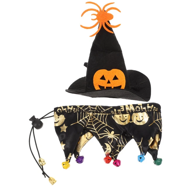 1 Set Pet Cap Halloween Kürbis Hut Schal Verstellbarer Riemen Cosplay Cat Kostüm