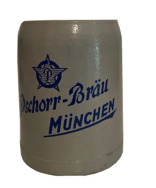 West German Pschorr Brau Munchen Stoneware Beer Mug Stein Ceramic .25 L / 8.5oz