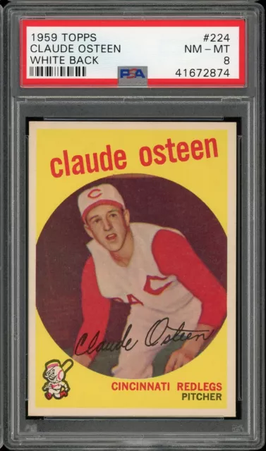 1959 Topps Baseball #224 Claude Osteen White Back PSA 8
