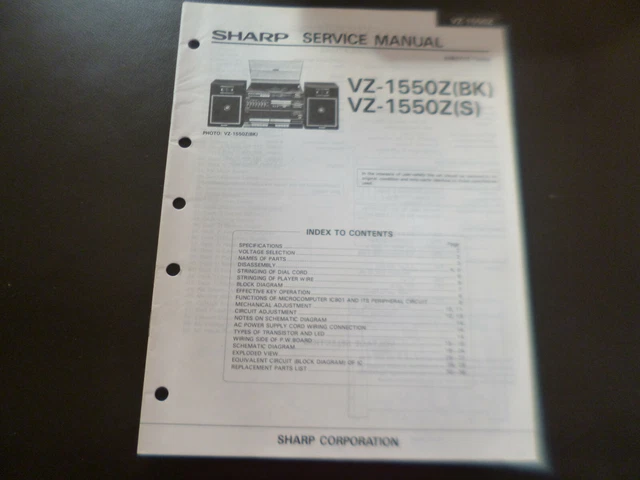 ORIGINAL SERVICE MANUAL Schaltplan Sharp QT-77HW/HR/HB/EW/ER EUR 11,90