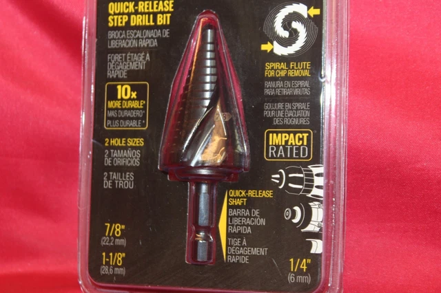 KLEIN TOOLS QRST11 Quick-Release Step Drill SPIRAL FLUTE 7/8 to 1-1/8-Inch 3
