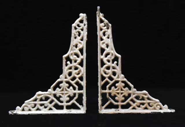 2 Matching Vintage Brass Brackets Supports  8 X 6 1/2 Inch  #Dc