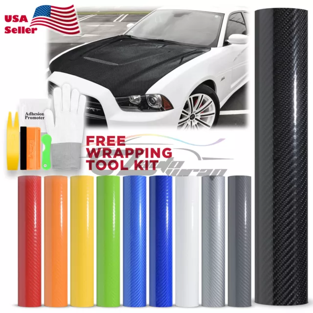 7D Premium High Gloss Carbon Fiber Vinyl Wrap Bubble Free Air Release Decal 6D