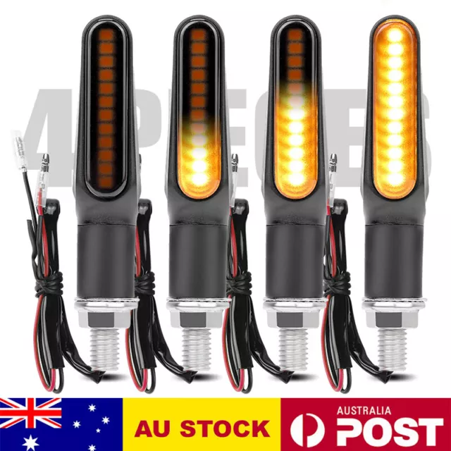 4X Motorcycle Sequential Indicator LED Turn Signal Light Blinker Amber Universal