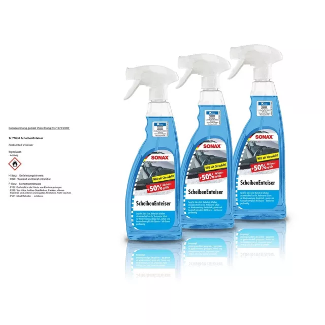 3x 750ml SONAX SCHEIBENENTEISER SCHEIBEN ENTEISER SPRAY ENTEISERSPRAY DEFROSTER