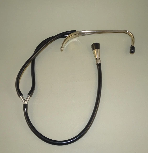 Vintage Doctor Tool Stethoscope - Black Tubes & Vertical Top, Rare Design 3