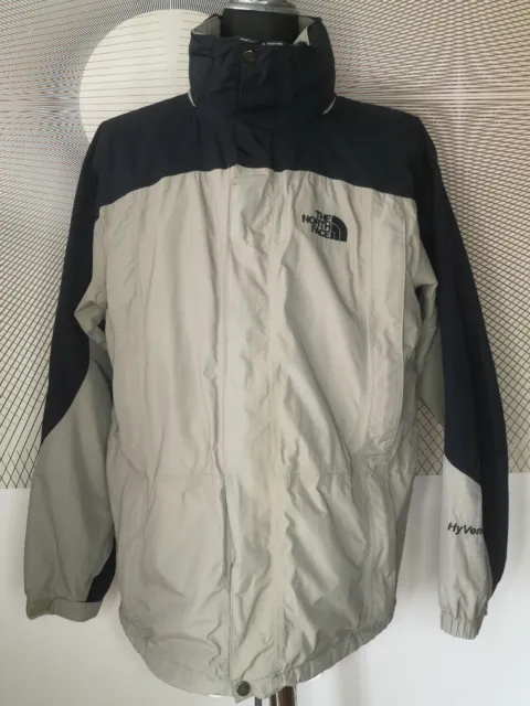 The North Face Hyvent Mens Ivory Black Hooded jacket Coat Size M