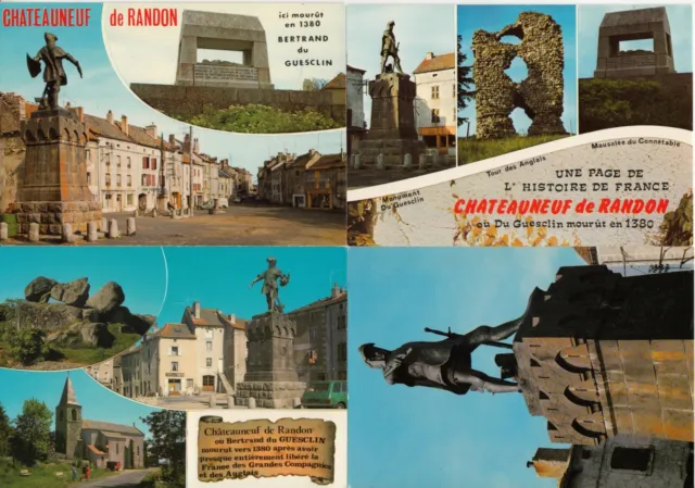 Lot de 4 cartes postales anciennes LOZERE CHATEAUNEUF-DE-RANDON
