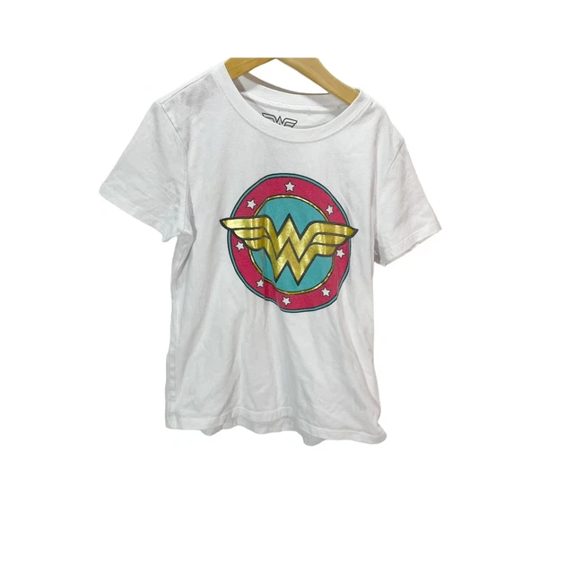 Girls Size Large  10-12 Wonder Woman Super Hero Shirt T-Shirt Short Sleeve Tee