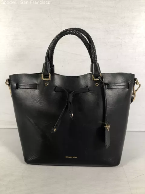 Michael Kors Womens Black Blakely Leather Detachable Strap Satchel Bag Medium