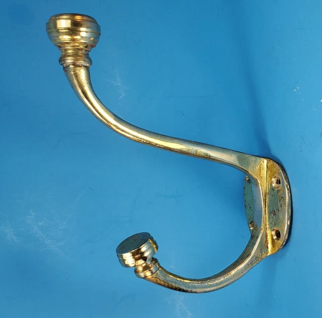 Large Solid Brass Vintage Antique Style Rustic Coat Hat or Hook 7" Long