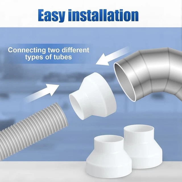 Raccord Réducteur PVC Pour Ventilation 200 à 150 Mm - Connexion De Conduits D'air, Blanc, Installation Facile - 6
