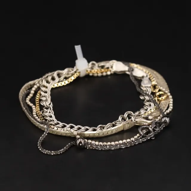 Sterling Silver - Lot of 5 Assorted Herringbone Curb Bead Chain Bracelets - 18g