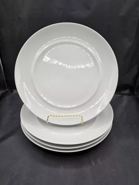 4 Spal Portugal 10 5/8" Classic White Bistro Porcelain Dinner Plates Excellent