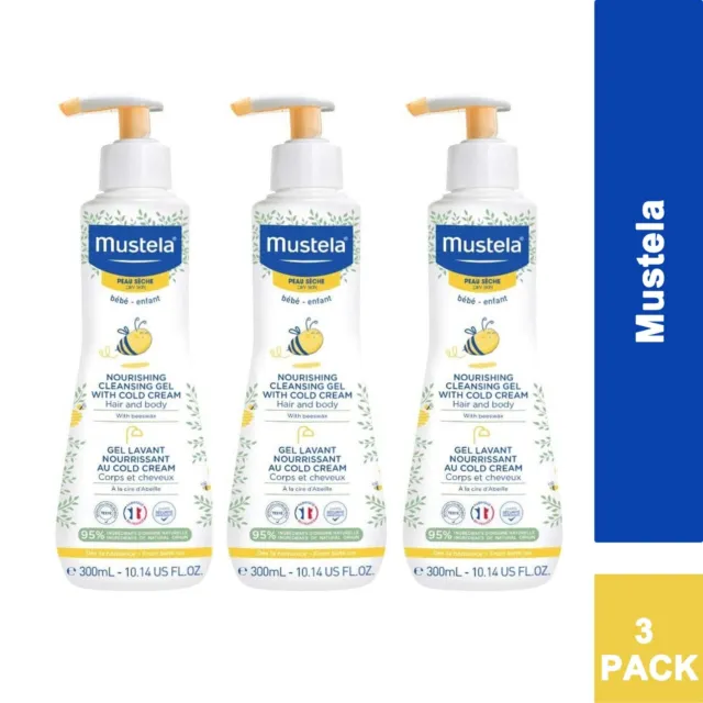 3 PACK -Mustela Nourishing Baby Cleansing Gel with Cold Cream For Hair and Body