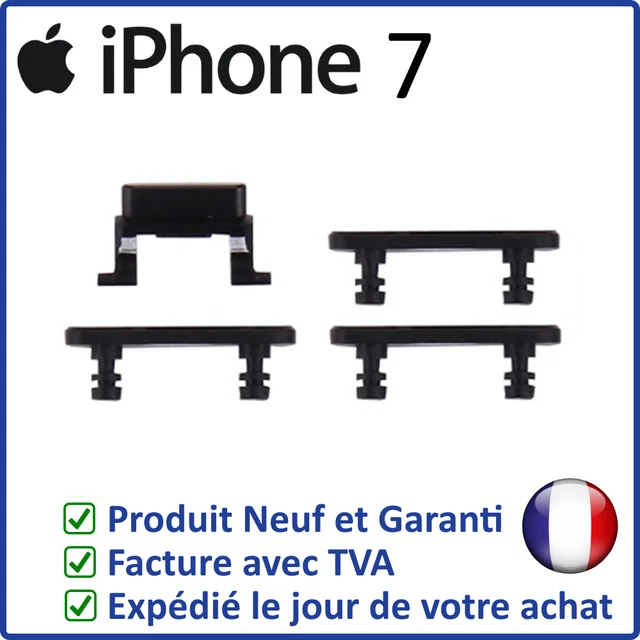 Iphone 7 Noir - Set Des 4 Boutons Latéraux Power Volume Mute De Remplacement