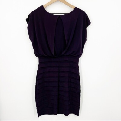 Vintage 90's AA Studio Plum Blouson Fitted Skirt Cocktail Dress Size 8