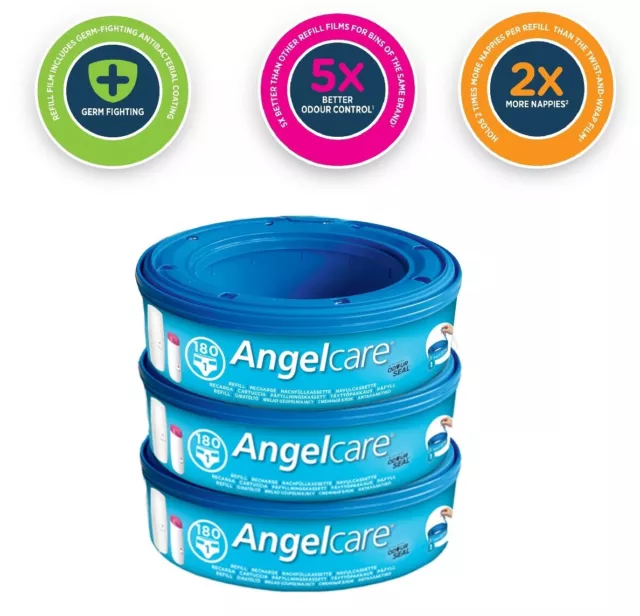 Angelcare Baby Nappy Change Disposal System Refill Cassette 3 Pack