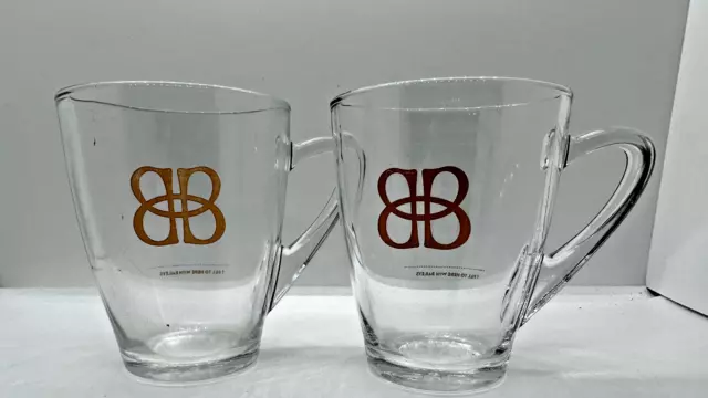 Baileys Original Clear Glass Coffee Mug Cup With Liquor Fill Line - Set of 2